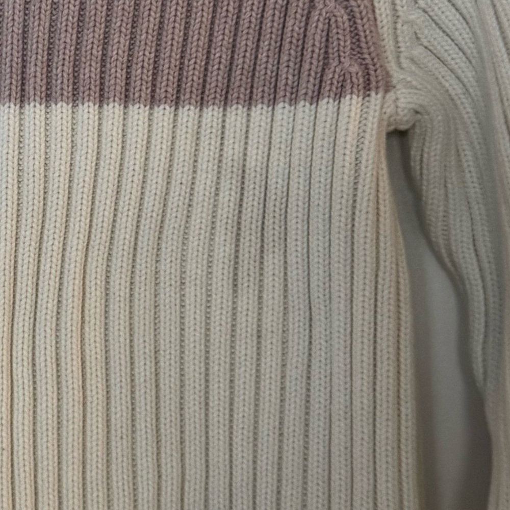 Women's Vintage Polo Jeans Co Cream Stripe Turtleneck Sweater - Picture 3 of 9